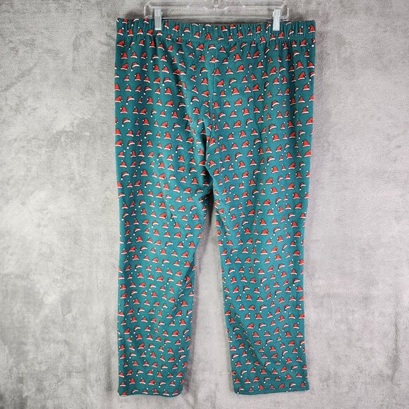 Mens Christmas Wondershop Green & Red Santa Hat Fleece Pajama Pants Size XXL - Picture 8 of 12